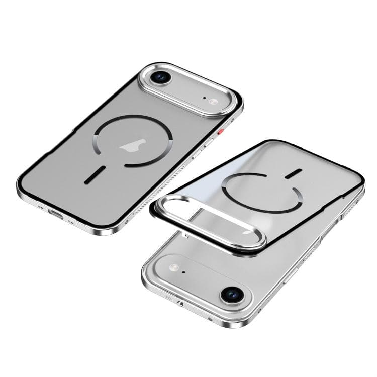 For iPhone Air Single-sided Snap Buckle Metal Frame Frosted MagSafe Phone Case(Silver) - Immagine 1