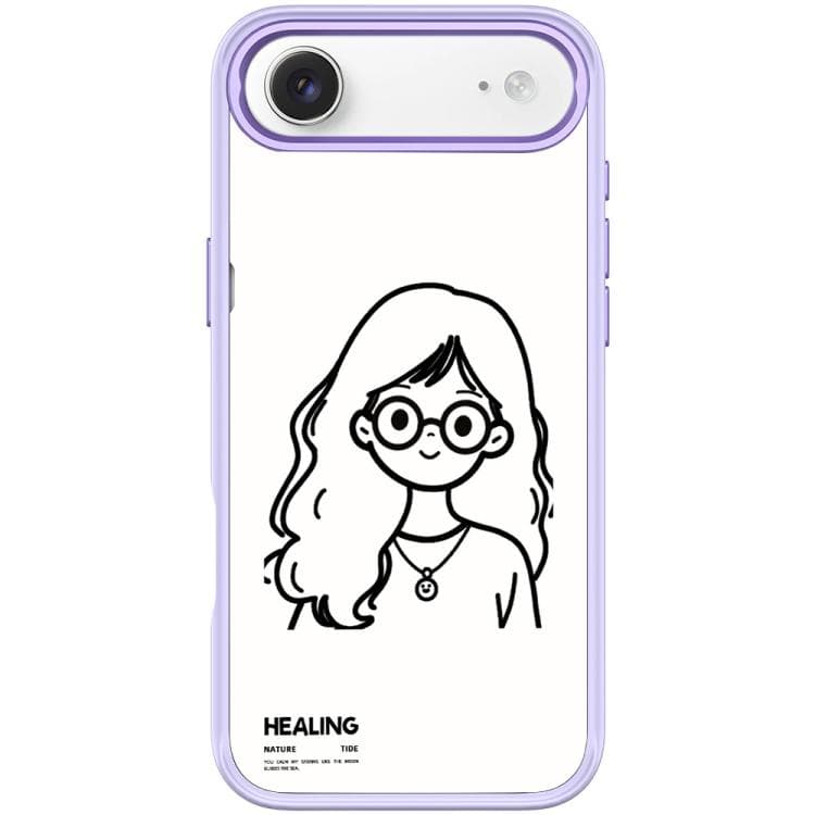 For iPhone Air Sketch Quiet Girl Pattern Magnetic Phone Case(Light Purple) - Immagine 1