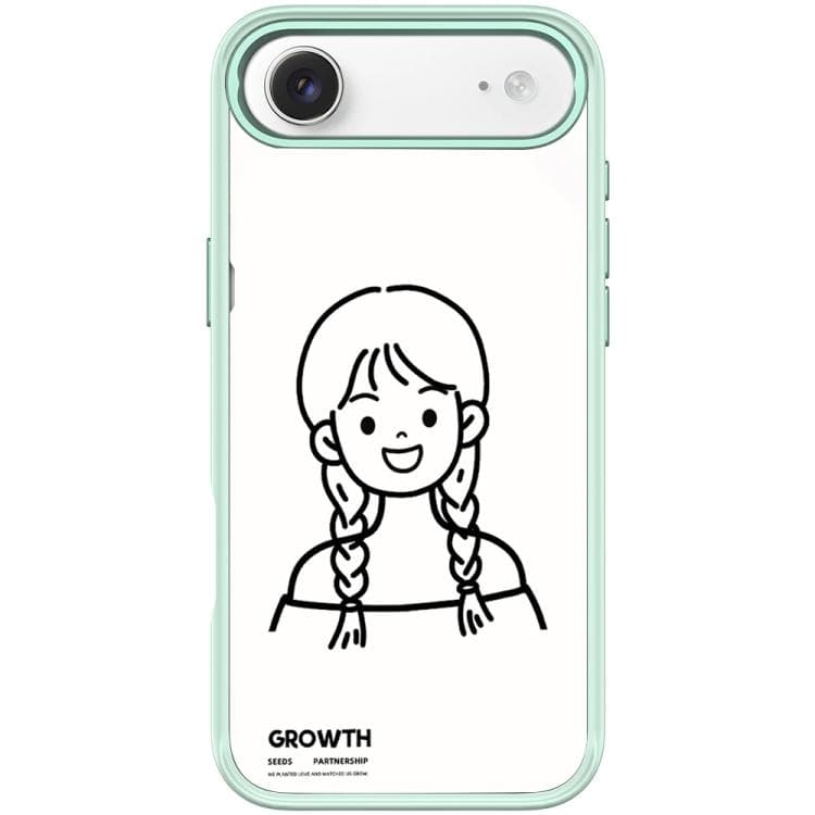 For iPhone Air Sketch Style Double Braided Hair Girl Pattern Magnetic Phone Case(Light Green) - Immagine 1