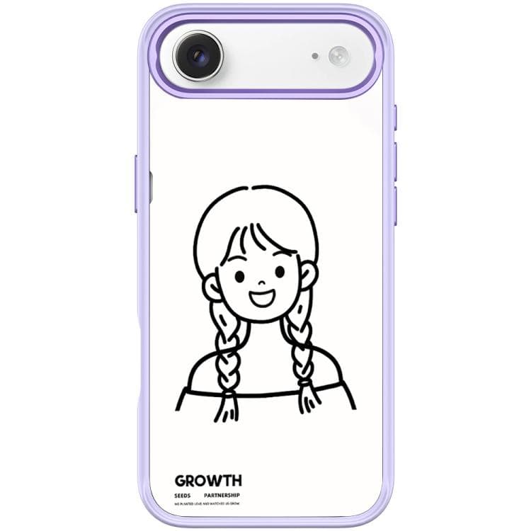For iPhone Air Sketch Style Double Braided Hair Girl Pattern Magnetic Phone Case(Light Purple) - Immagine 1