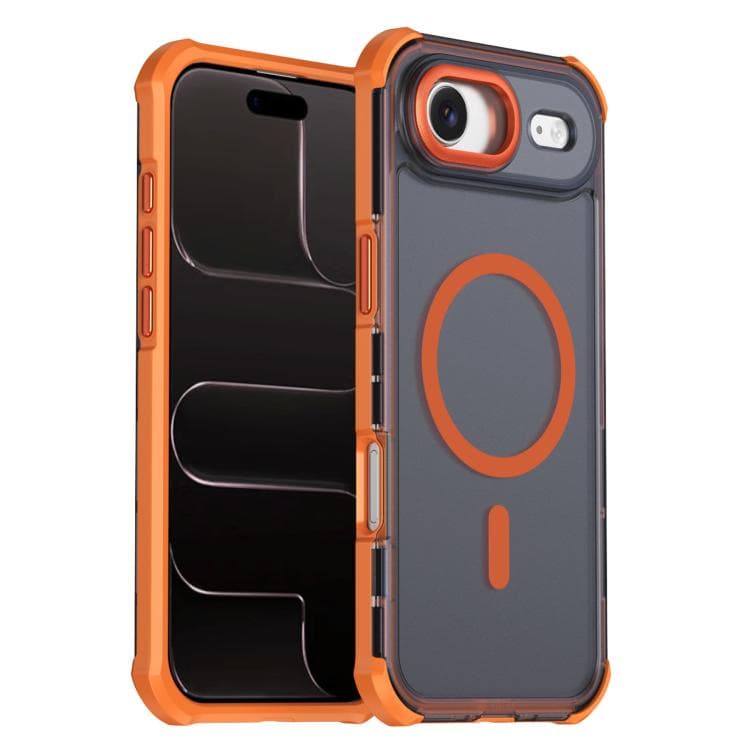 For iPhone Air Skin Feel Semi-transparent Frosted Magnetic Four-Corner Shockproof Phone Case(Orange) - Immagine 1