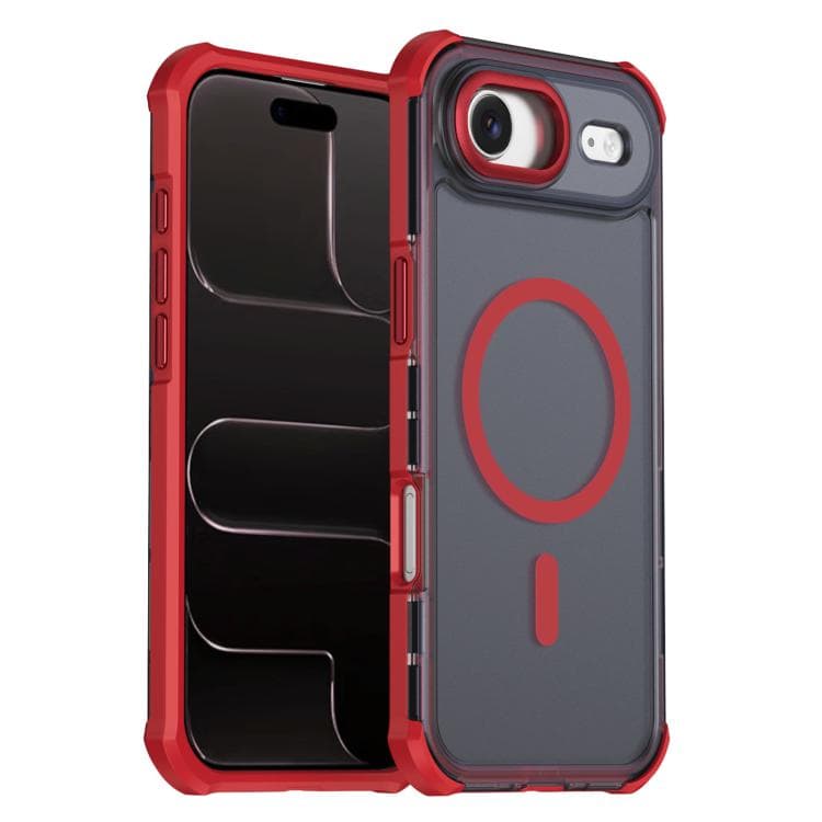 For iPhone Air Skin Feel Semi-transparent Frosted Magnetic Four-Corner Shockproof Phone Case(Red) - Immagine 1