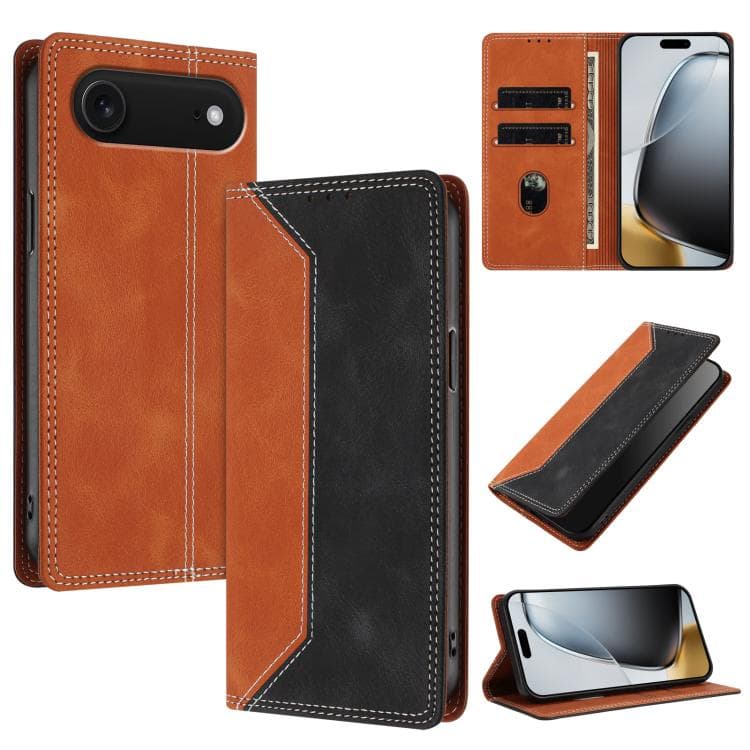 For iPhone Air Skin Feel Two-tone RFID Blocking Vegan Leather Phone Case(Black) - Immagine 1