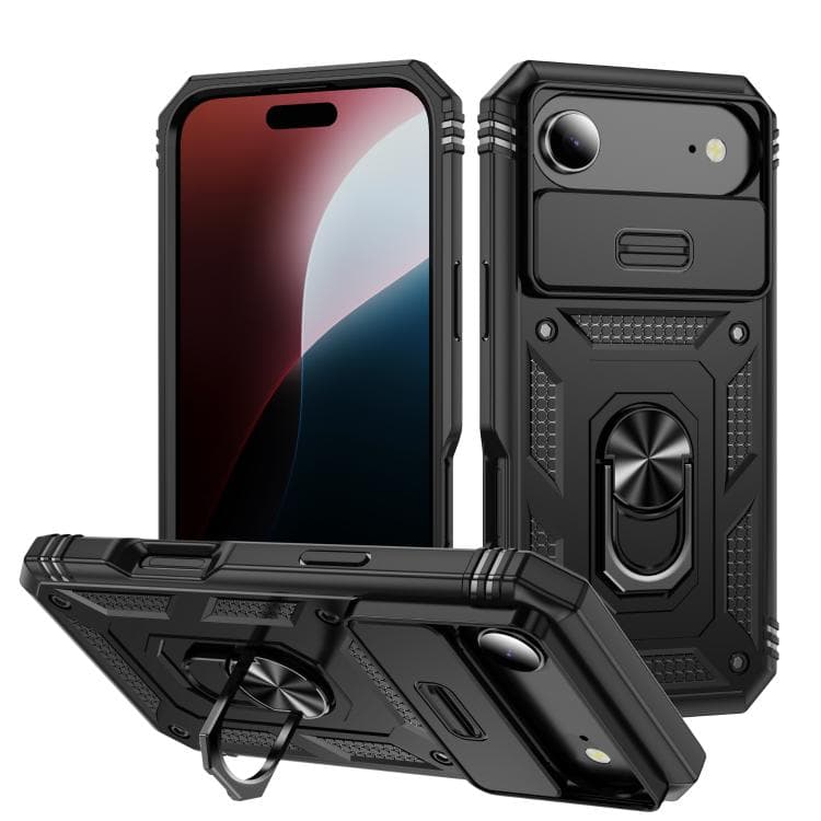 For iPhone Air Sliding Camshield TPU + PC Phone Case with Holder(Black) - Immagine 1