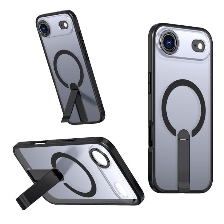 For iPhone Air Star Shine Series TPU + PC MagSafe Phone Case with Fold Holder(Black) - Immagine 1