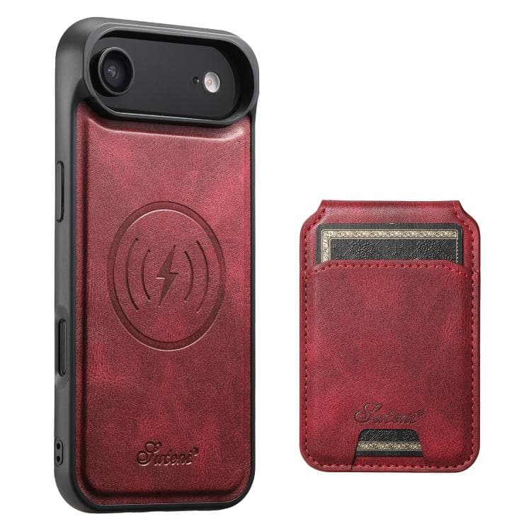 For iPhone Air Suteni H15 MagSafe Oil Eax Leather Detachable Wallet Back Phone Case(Red) - Immagine 1