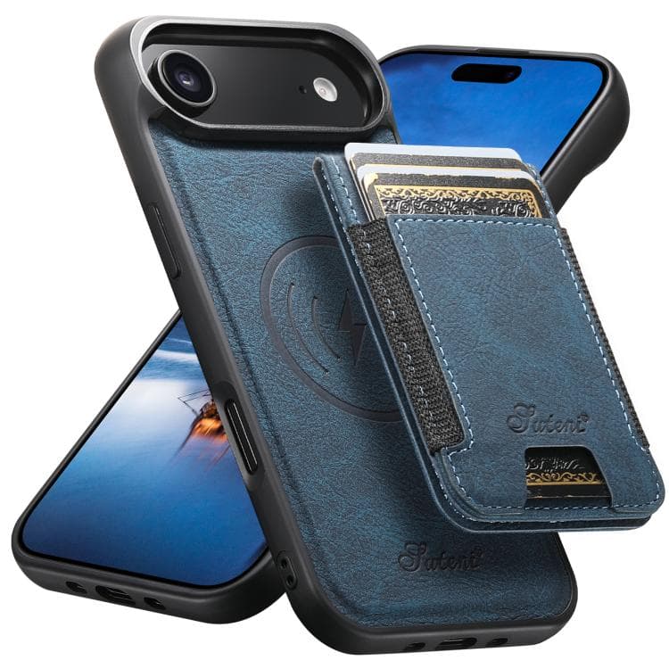 For iPhone Air Suteni H17 Litchi Texture Leather MagSafe Detachable Wallet Phone Case(Blue) - Immagine 1