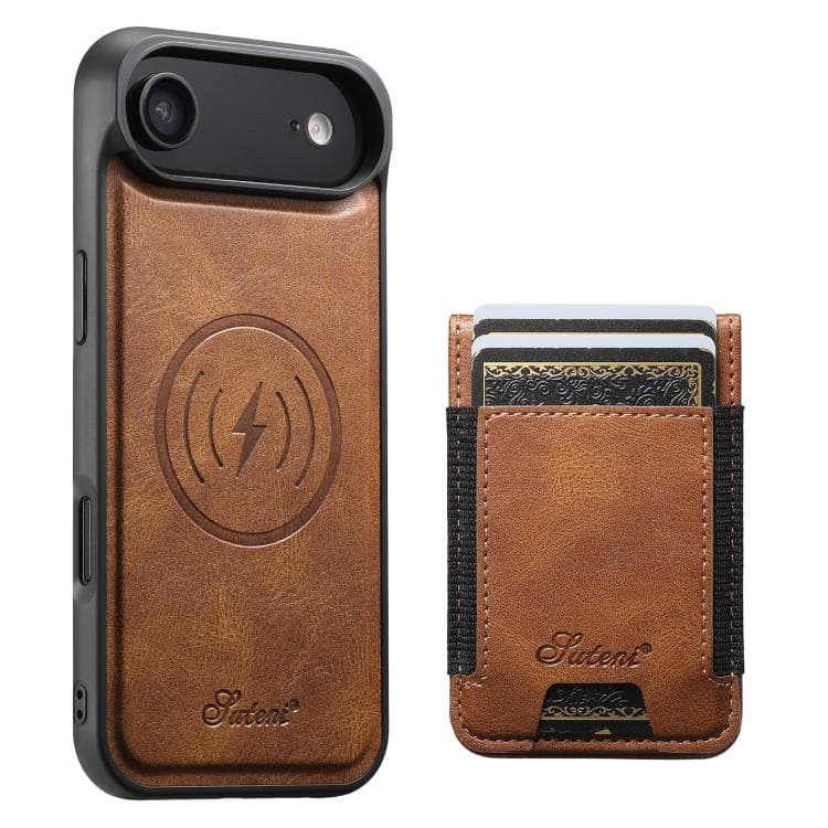 For iPhone Air Suteni H17 Oil Eax Leather MagSafe Detachable Wallet Phone Case(Brown) - Immagine 1