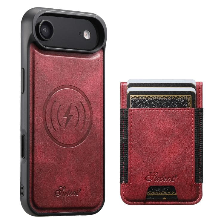 For iPhone Air Suteni H17 Oil Eax Leather MagSafe Detachable Wallet Phone Case(Red) - Immagine 1