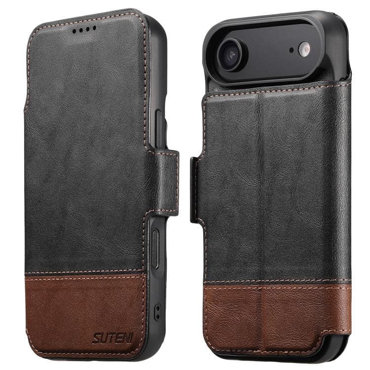 For iPhone Air Suteni Q06 2-in-1 Multi-function Detachable Wallet MagSafe Phone Case(Black) - Immagine 1