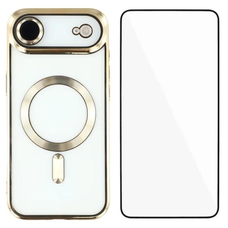For iPhone Air WANLONFENG CD Magnetic Electroplated TPU Phone Case with Screen Protector(Gold) - Immagine 1