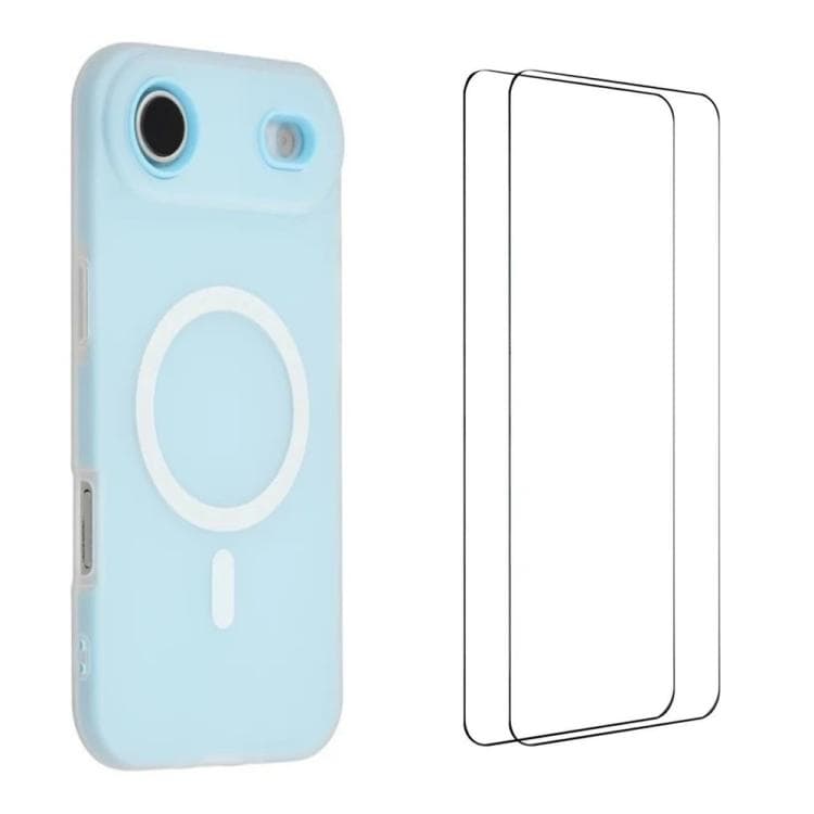 For iPhone Air WANLONFENG Macarons Matte Magnetic Phone Case with 2pcs Screen Films(Blue) - Immagine 1