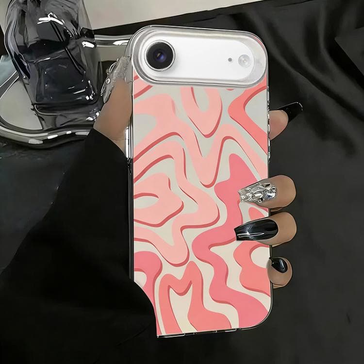 For iPhone Air Wavy Stripes Pattern Frosted IMD 2-in-1 PC Phone Case(Pink) - Immagine 1