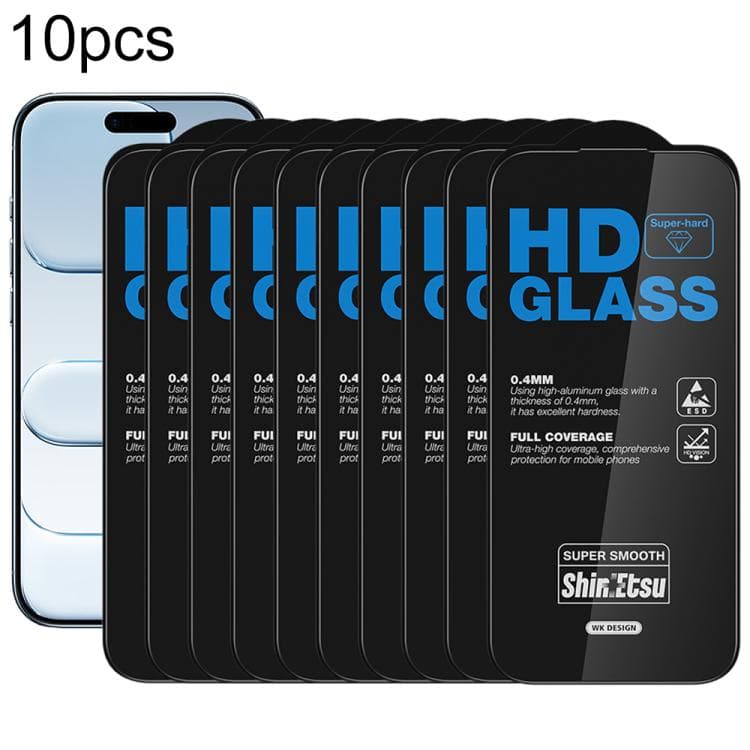 For iPhone Air WK WTP-137 10pcs 6D Curved Dustproof HD Tempered Glass Film(Black) - Immagine 1