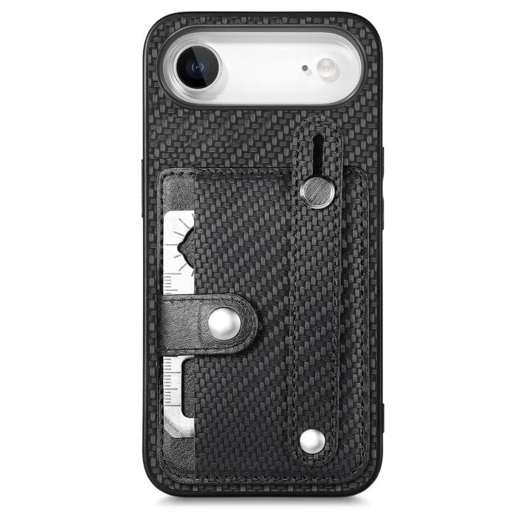 For iPhone Air Wristband Kickstand Card Wallet Back Phone Case with Tool Knife(Black) - Immagine 1