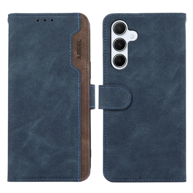 For Samsung Galaxy S26 5G ABEEL Color Block Magnetic RFID Leather Phone Case(Blue-Brown) - Immagine 1