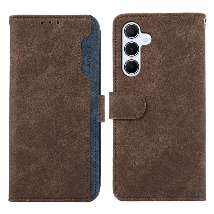 For Samsung Galaxy S26 5G ABEEL Color Block Magnetic RFID Leather Phone Case(Brown-Blue) - Immagine 1