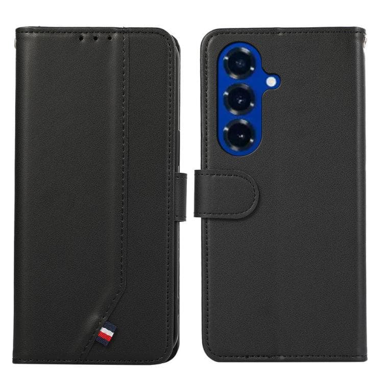 For Samsung Galaxy S26 5G ABEEL Delicate Texture Splicing RFID Leather Phone Case(Black) - Immagine 1