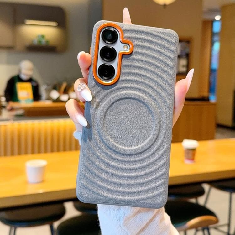For Samsung Galaxy S26 5G Armor Wave Texture Magnetic Shockproof Phone Case(Grey) - Immagine 1