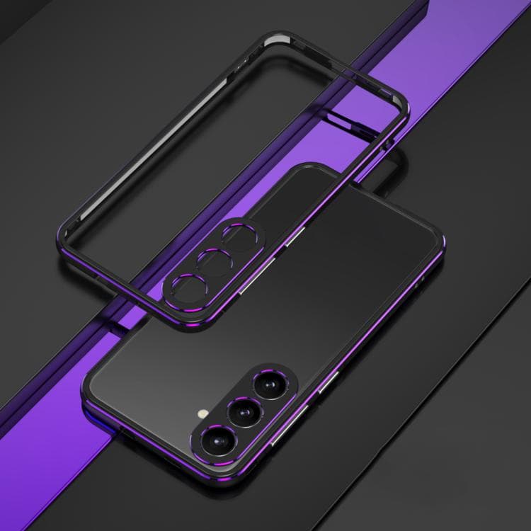 For Samsung Galaxy S26 5G Aurora Series Lens Protector + Metal Frame Phone Case(Black Purple) - Immagine 1