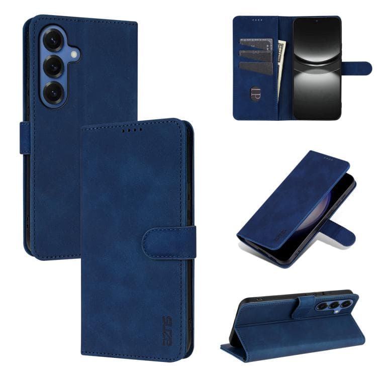 For Samsung Galaxy S26 5G AZNS Skin Feel Calf Texture Flip Leather Phone Case(Blue) - Immagine 1