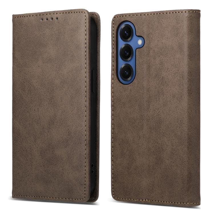For Samsung Galaxy S26 5G Business Solid Color Magnetic RFID Leather Phone Case(Brown) - Immagine 1
