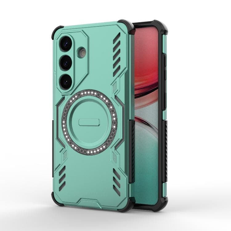 For Samsung Galaxy S26 5G Butterfly Armor MagSafe Magnetic Ring Shockproof Phone Case(Light Green) - Immagine 1