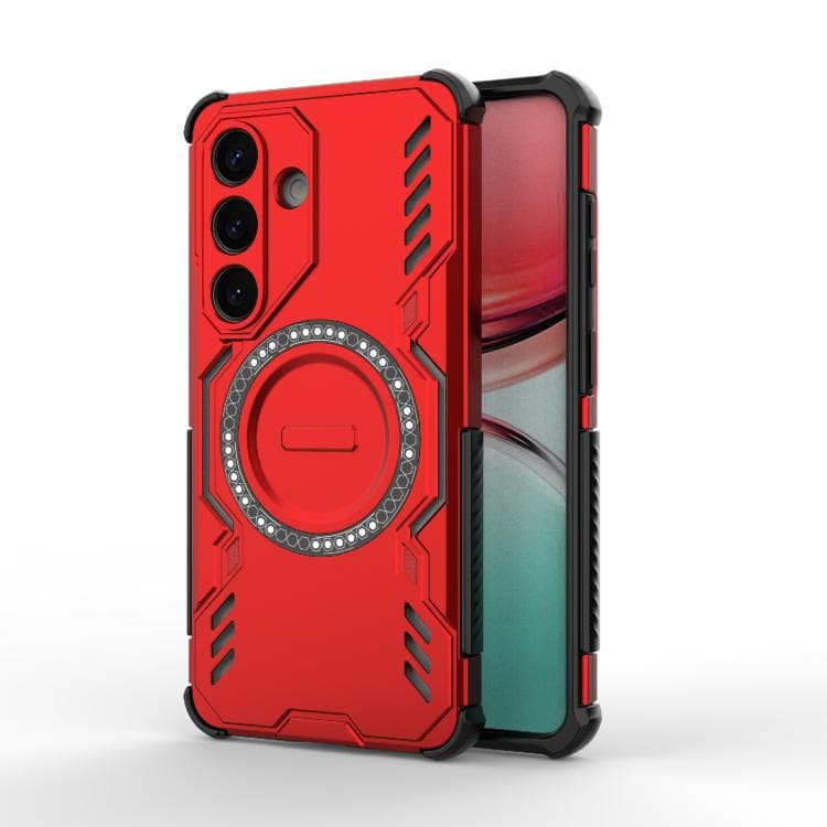 For Samsung Galaxy S26 5G Butterfly Armor MagSafe Magnetic Ring Shockproof Phone Case(Red) - Immagine 1