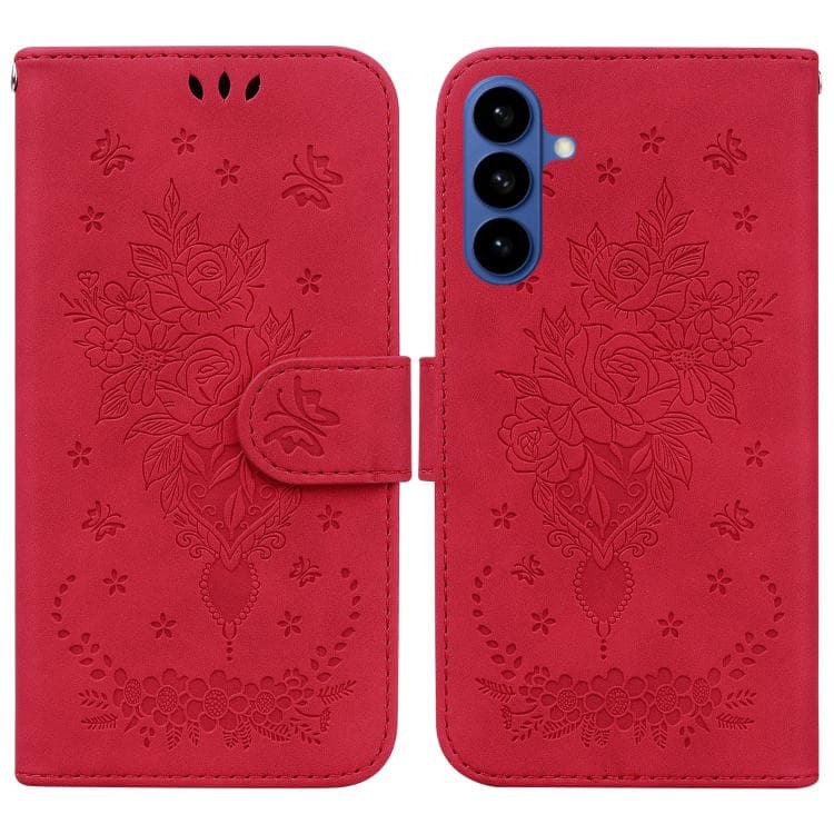 For Samsung Galaxy S26 5G Butterfly Rose Embossed Leather Phone Case(Red) - Immagine 1