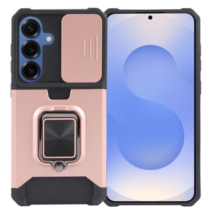 For Samsung Galaxy S26 5G Camera Shield Card Slot PC+TPU Phone Case(Rose Gold) - Immagine 1