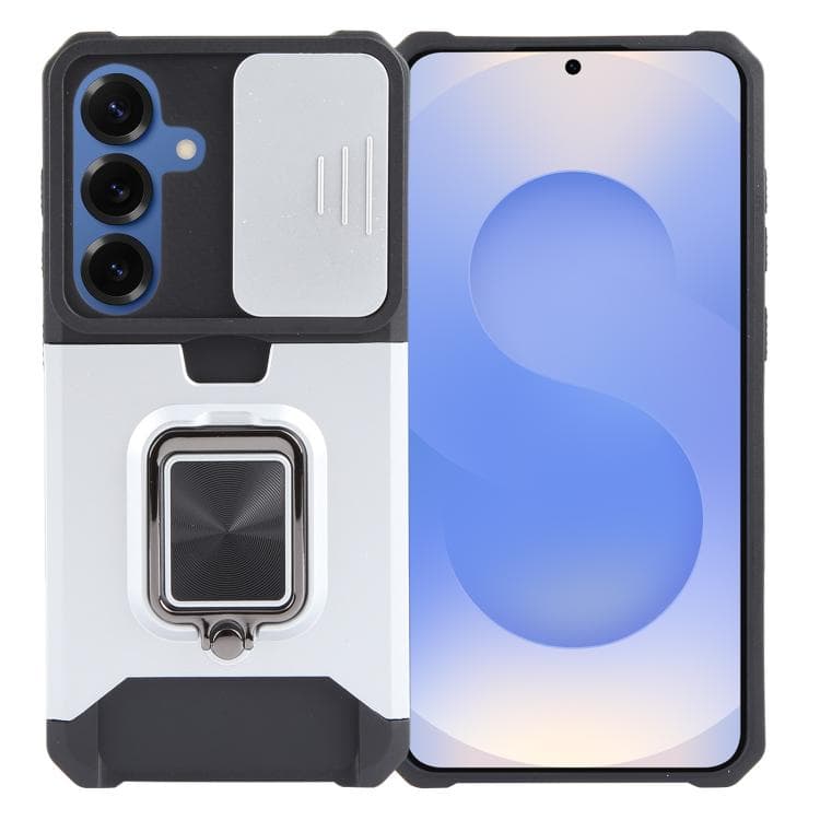For Samsung Galaxy S26 5G Camera Shield Card Slot PC+TPU Phone Case(Silver) - Immagine 1