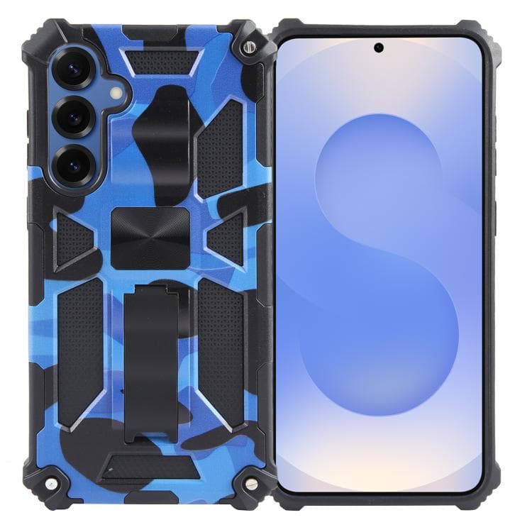 For Samsung Galaxy S26 5G Camouflage Armor Kickstand TPU + PC Magnetic Phone Case(Dark Blue) - Immagine 1