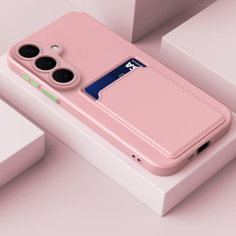 For Samsung Galaxy S26 5G Card Slot Design Shockproof TPU Phone Case(Pink) - Immagine 1