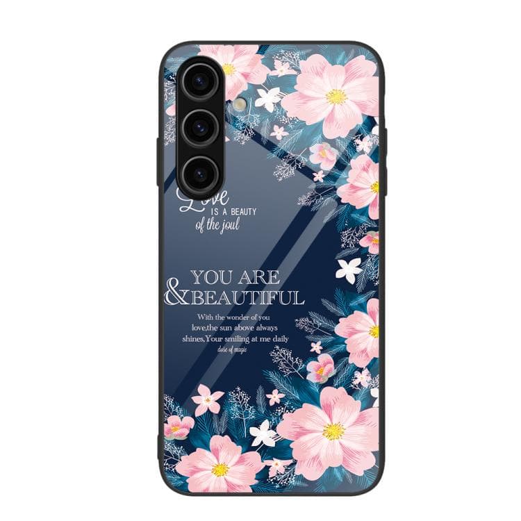 For Samsung Galaxy S26 5G Colorful Painted Glass Phone Case(Flower) - Immagine 1