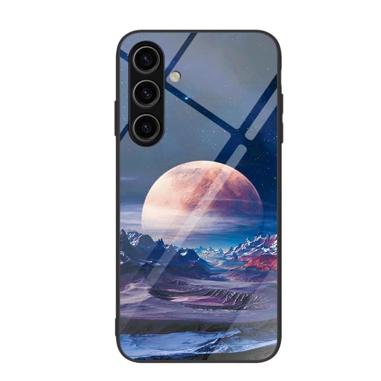 For Samsung Galaxy S26 5G Colorful Painted Glass Phone Case(Moon Hill) - Immagine 1