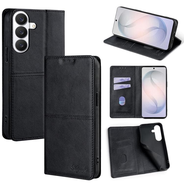 For Samsung Galaxy S26 5G Cow Texture Magnetic Leather Phone Case(Black) - Immagine 1