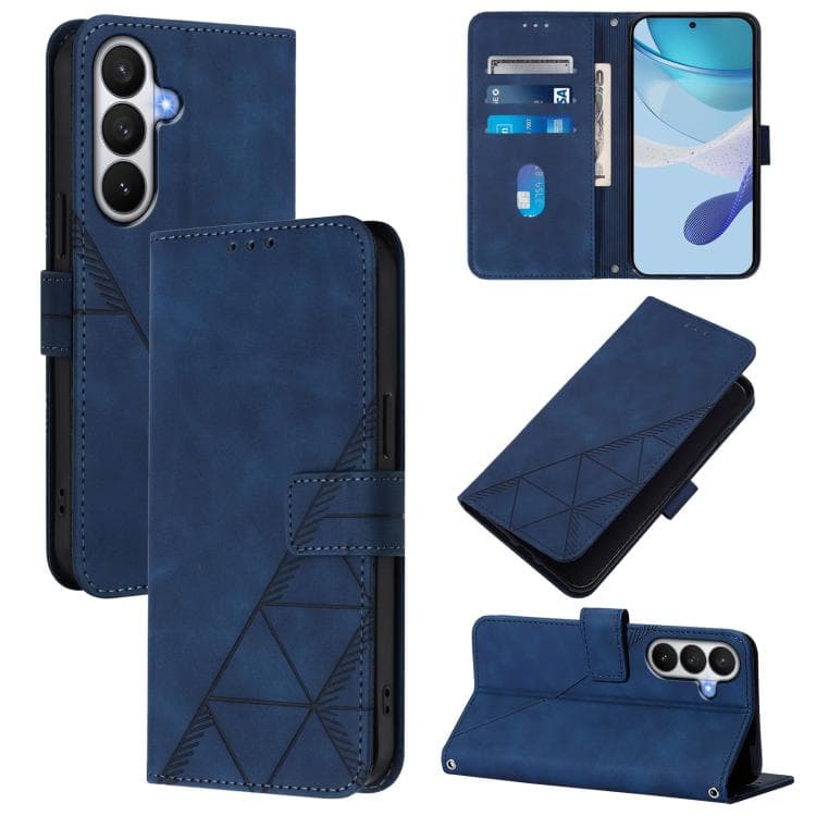 For Samsung Galaxy S26 5G Crossbody 3D Embossed Flip Leather Phone Case(Blue) - Immagine 1