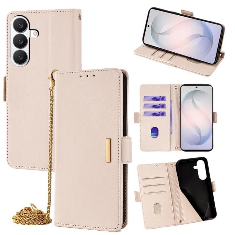 For Samsung Galaxy S26 5G Crossbody Chain Leather Phone Case(White) - Immagine 1
