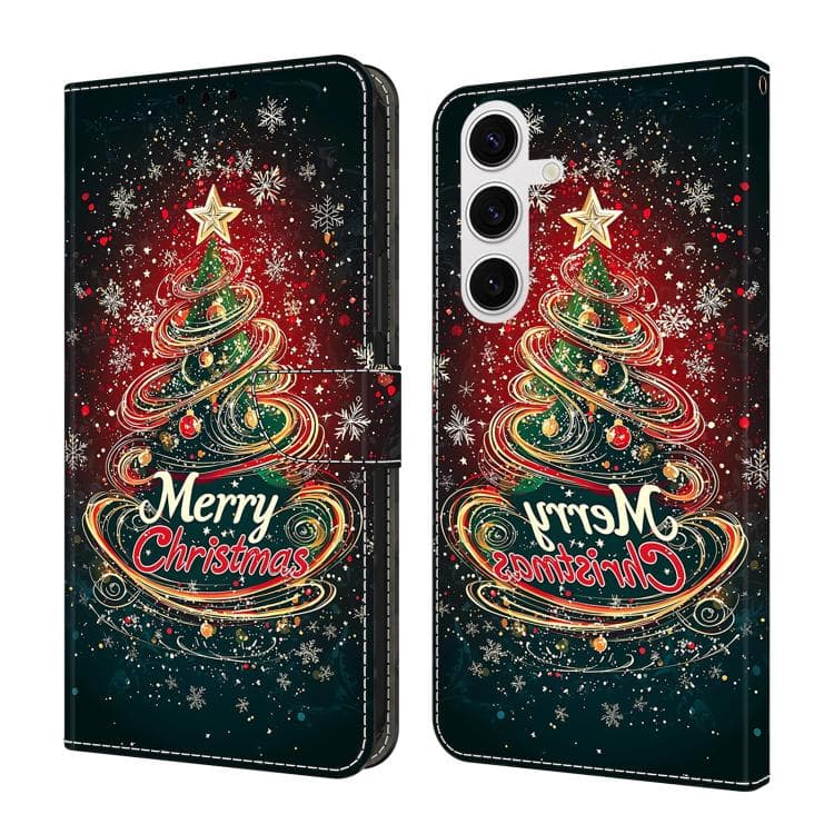 For Samsung Galaxy S26 5G Crystal-Like Painted Vegan Leather Phone Case(Christmas Tree) - Immagine 1
