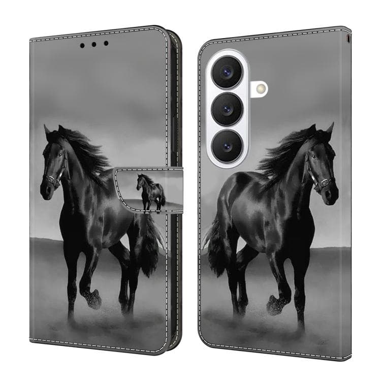 For Samsung Galaxy S26 5G Crystal-Like Painted Vegan Leather Phone Case(Dark Horse) - Immagine 1
