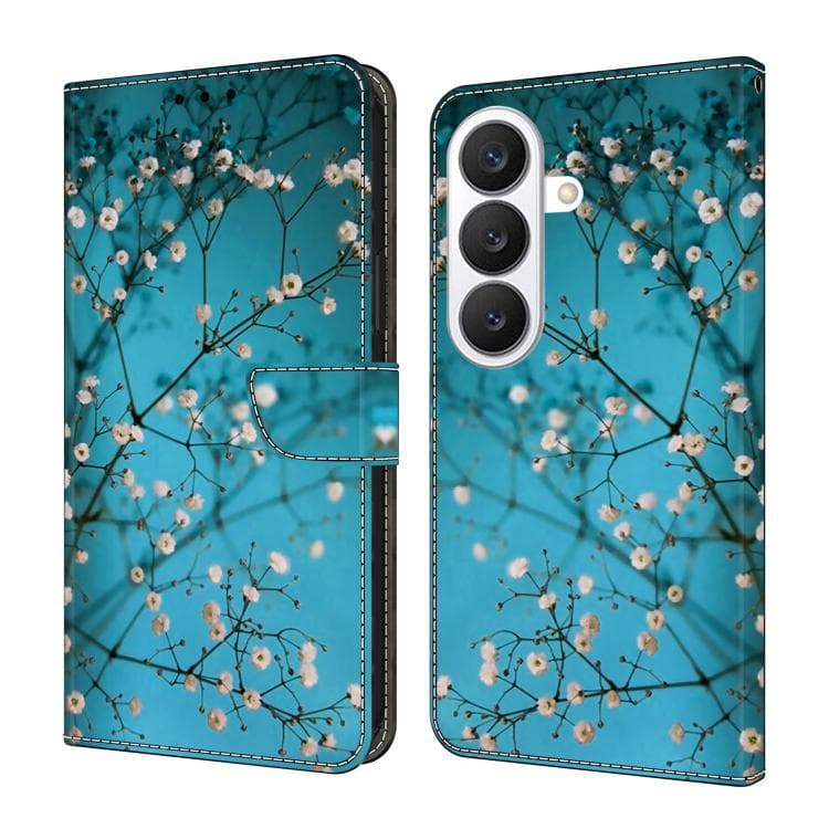 For Samsung Galaxy S26 5G Crystal-Like Painted Vegan Leather Phone Case(Flower Branch) - Immagine 1