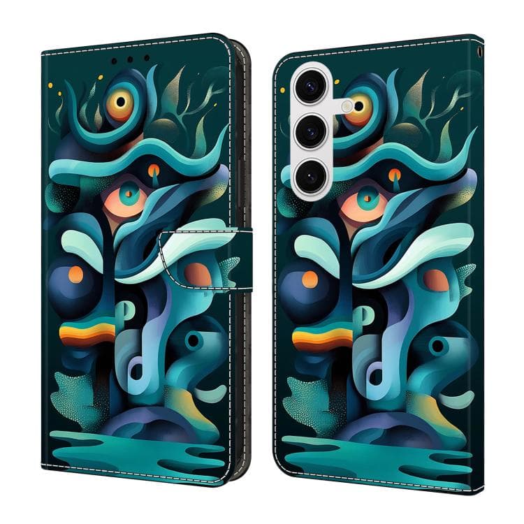 For Samsung Galaxy S26 5G Crystal-Like Painted Vegan Leather Phone Case(Graffiti Green Shadow) - Immagine 1
