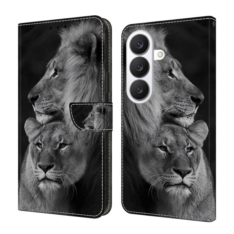 For Samsung Galaxy S26 5G Crystal-Like Painted Vegan Leather Phone Case(Lions) - Immagine 1