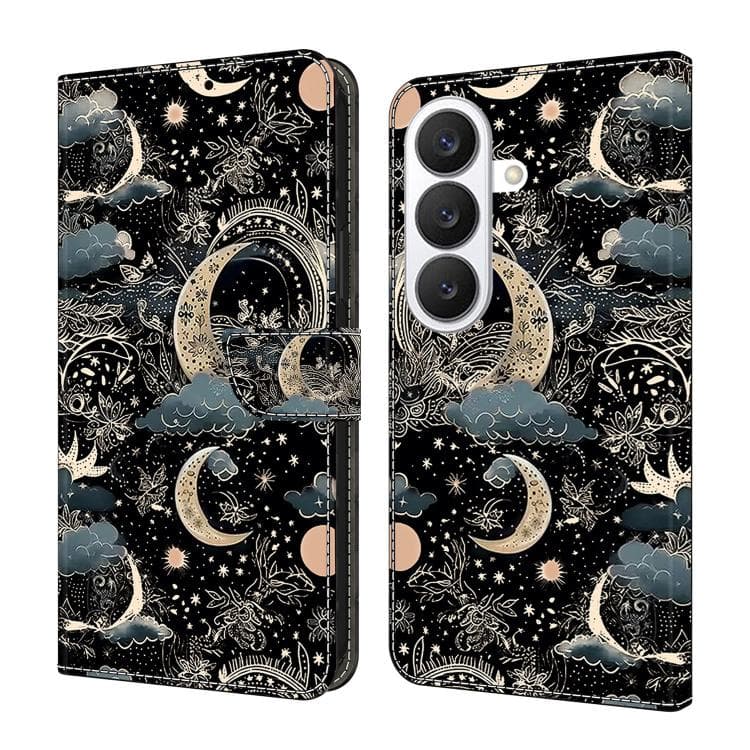 For Samsung Galaxy S26 5G Crystal-Like Painted Vegan Leather Phone Case(Moon) - Immagine 1