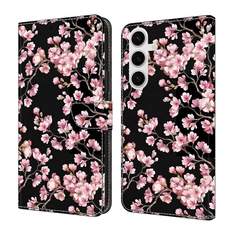 For Samsung Galaxy S26 5G Crystal-Like Painted Vegan Leather Phone Case(Peach Blossom) - Immagine 1
