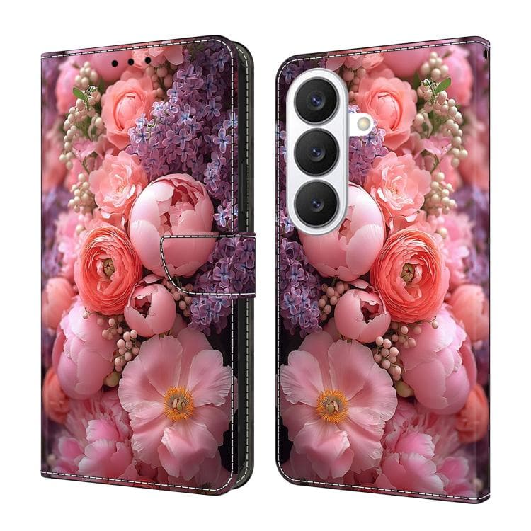 For Samsung Galaxy S26 5G Crystal-Like Painted Vegan Leather Phone Case(Ranunculus) - Immagine 1