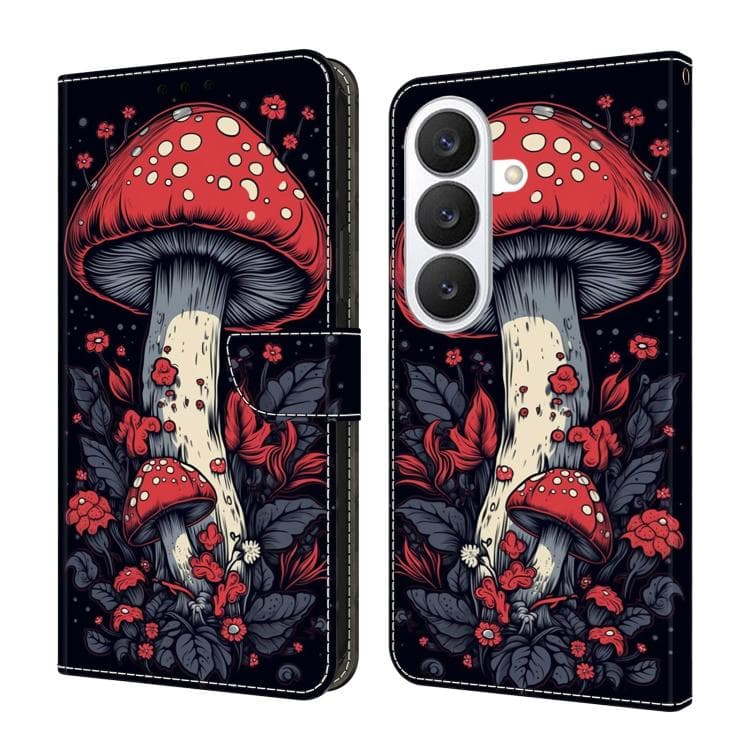 For Samsung Galaxy S26 5G Crystal-Like Painted Vegan Leather Phone Case(Red Mushroom) - Immagine 1
