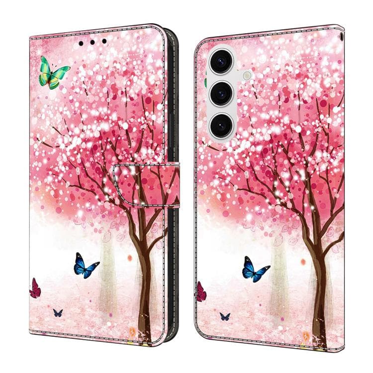 For Samsung Galaxy S26 5G Crystal-Like Painted Vegan Leather Phone Case(Sakura Butterfly) - Immagine 1