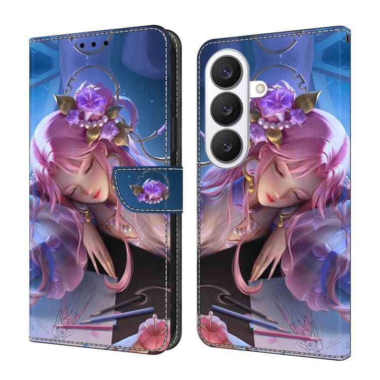 For Samsung Galaxy S26 5G Crystal-Like Painted Vegan Leather Phone Case(Sleeping Beauty) - Immagine 1