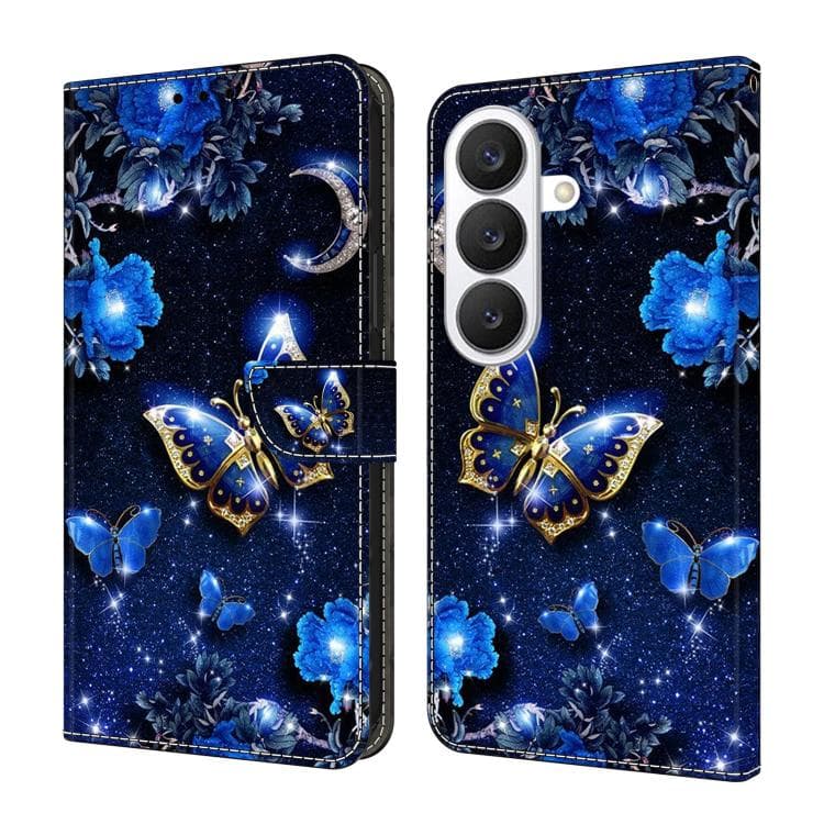 For Samsung Galaxy S26 5G Crystal-Like Painted Vegan Leather Phone Case(Sparkling Diamond Butterfly) - Immagine 1